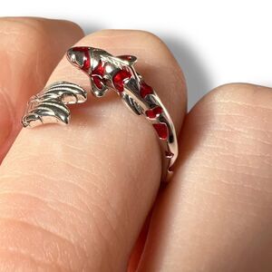 Koi Fish S925 Sterling Silver Ring - Adjustable - One Size Fits Most